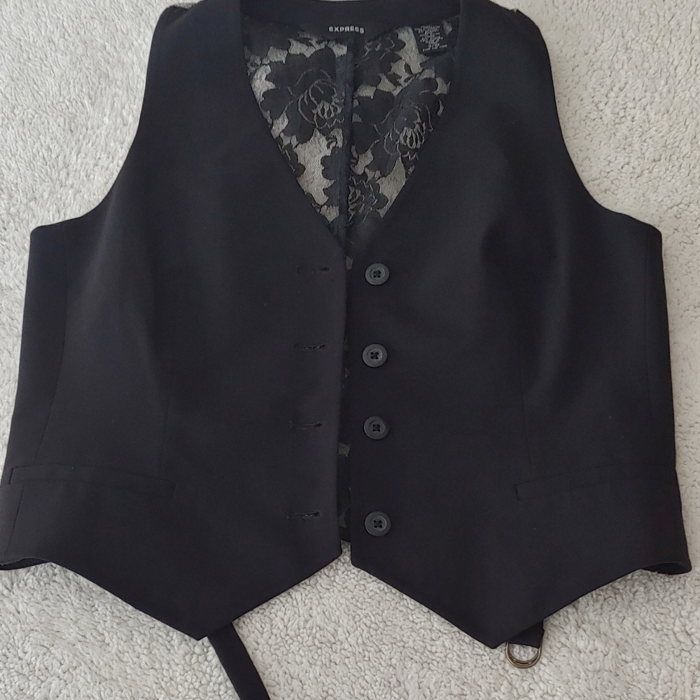 Express dressy Black Vest Sz 9/10